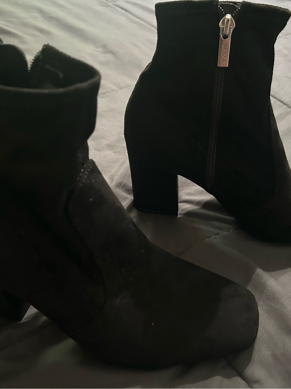 Unisa Black Suede Block Heel Ankle Booties